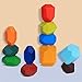 Wooden Stacking Toy balanciersteine holz Educational Kinder Coloured Meditation Stone Montessori Children Stapeln Spielzeug Blocks Building Stacking GameBaustein Sortieren Heimdekoration (11 pieces)