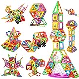 Crenova 98PCS Magnetische Bausteine Regenbogenfarben Bausatz Pädagogischen Magnetischen Fliesen Spielzeug für Kinder