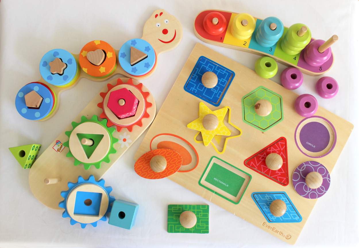 Kinder Montessori Spielzeug Baby Kids StapelnNest Bildung Holzspielzeug Ring 